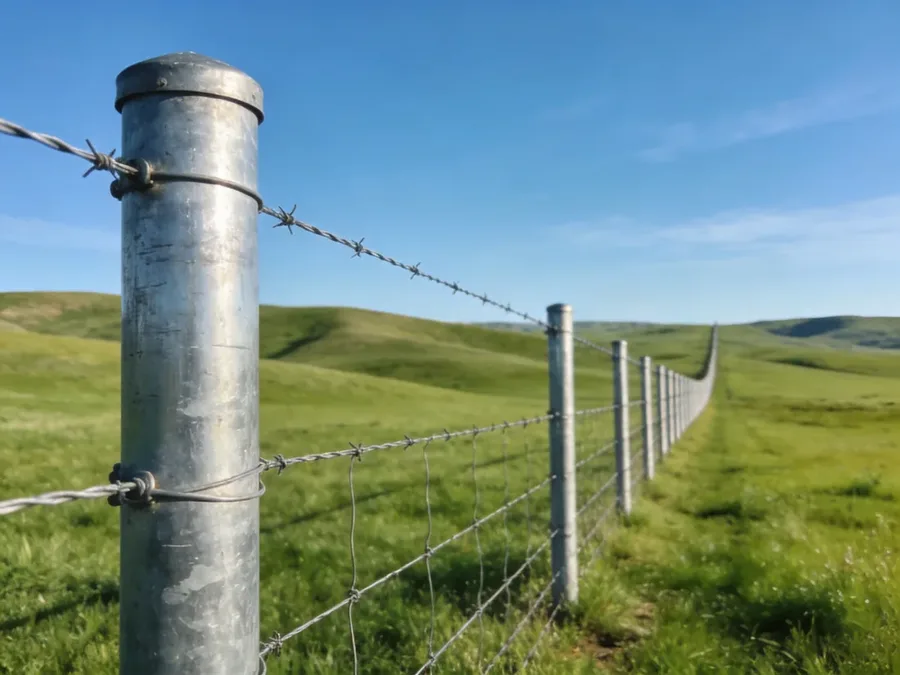 Long livestock fence line across open pasture, illustrating why larger projects should be divided into measured sections and phases