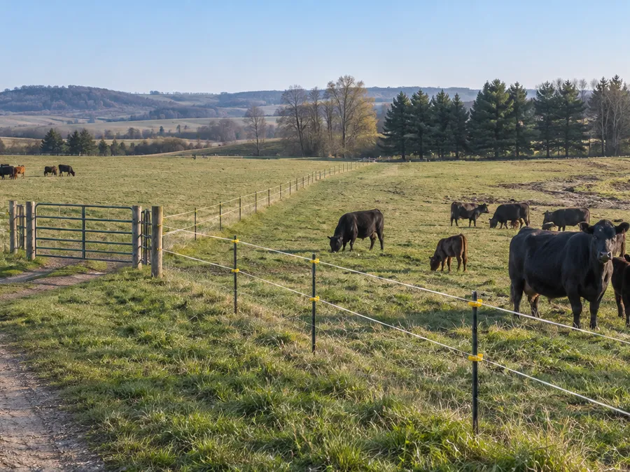 Representative calving pasture divided into adjacent cattle groups with an observation lane