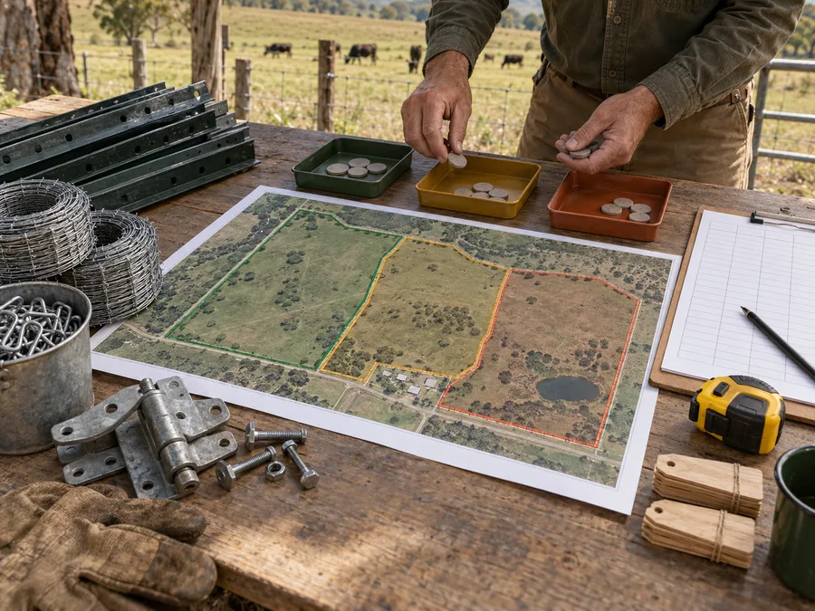 Representative allocation review using a pasture section map, hardware samples and quantity tokens