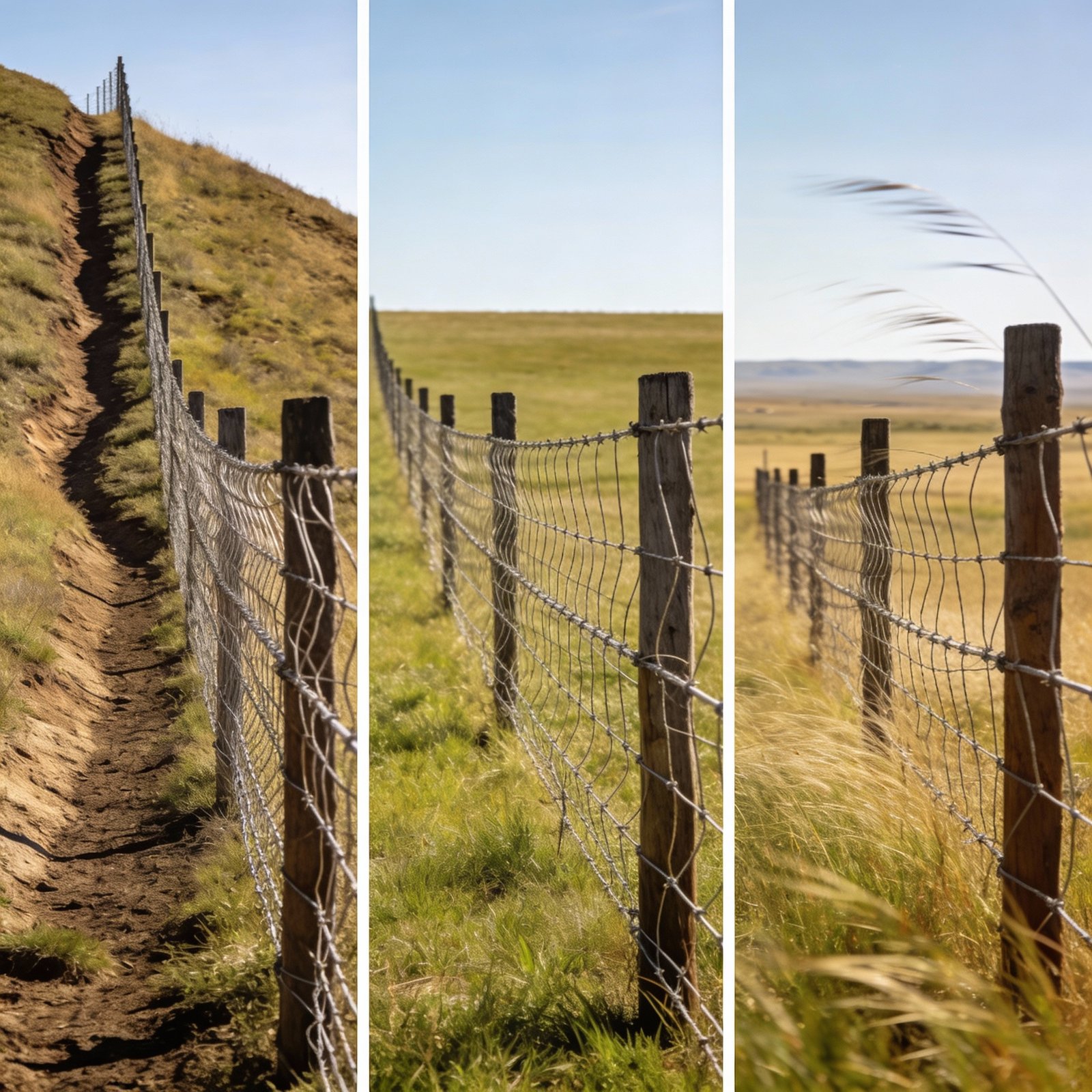 Woven wire fence post spacing and tension in different terrain environments