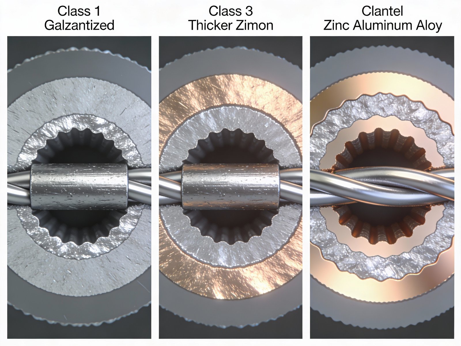 Comparison of galvanized and zinc-aluminum coatings used in cattle fence wire standards