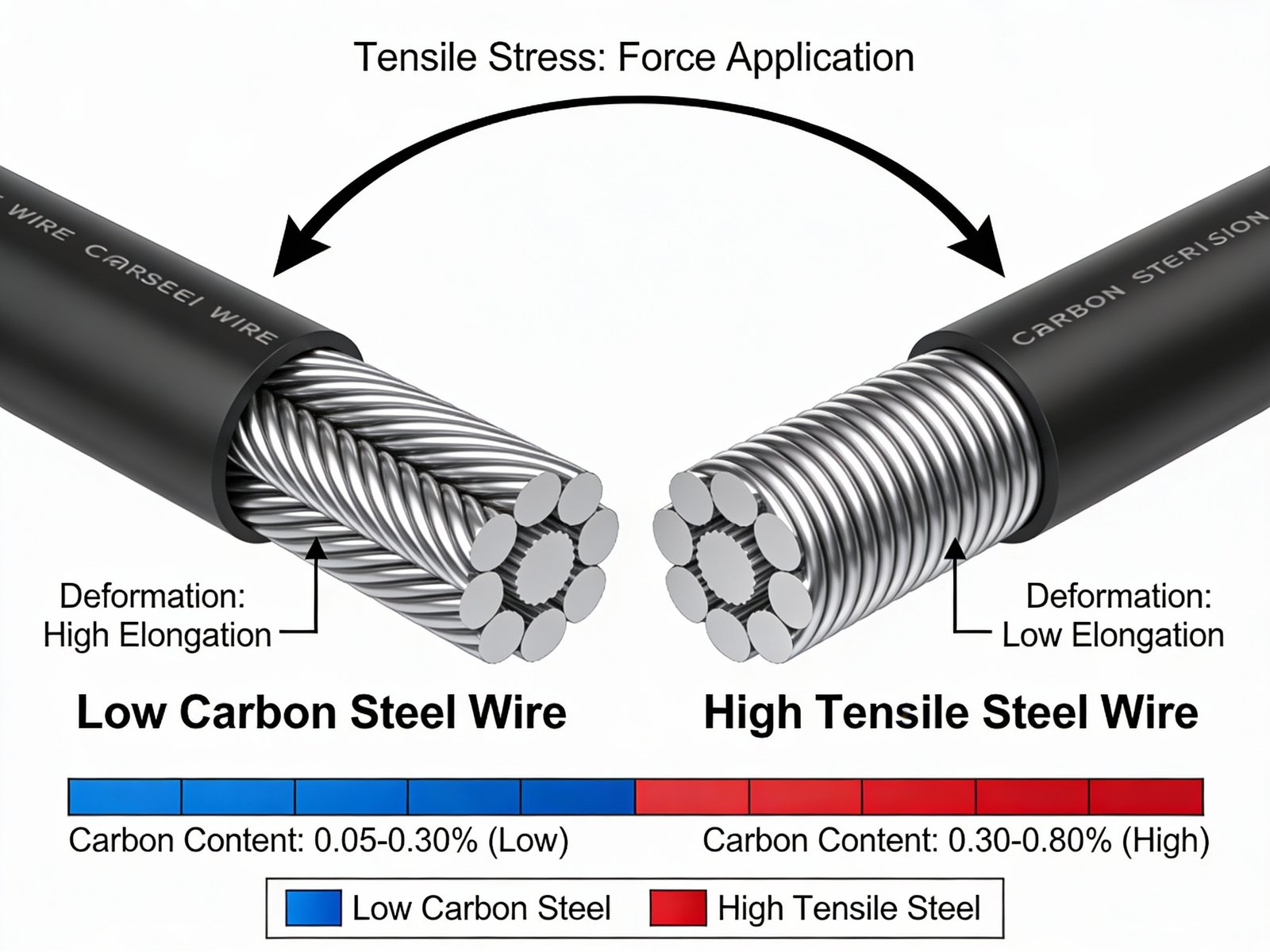 Technical comparison of low carbon versus high tensile wire grades