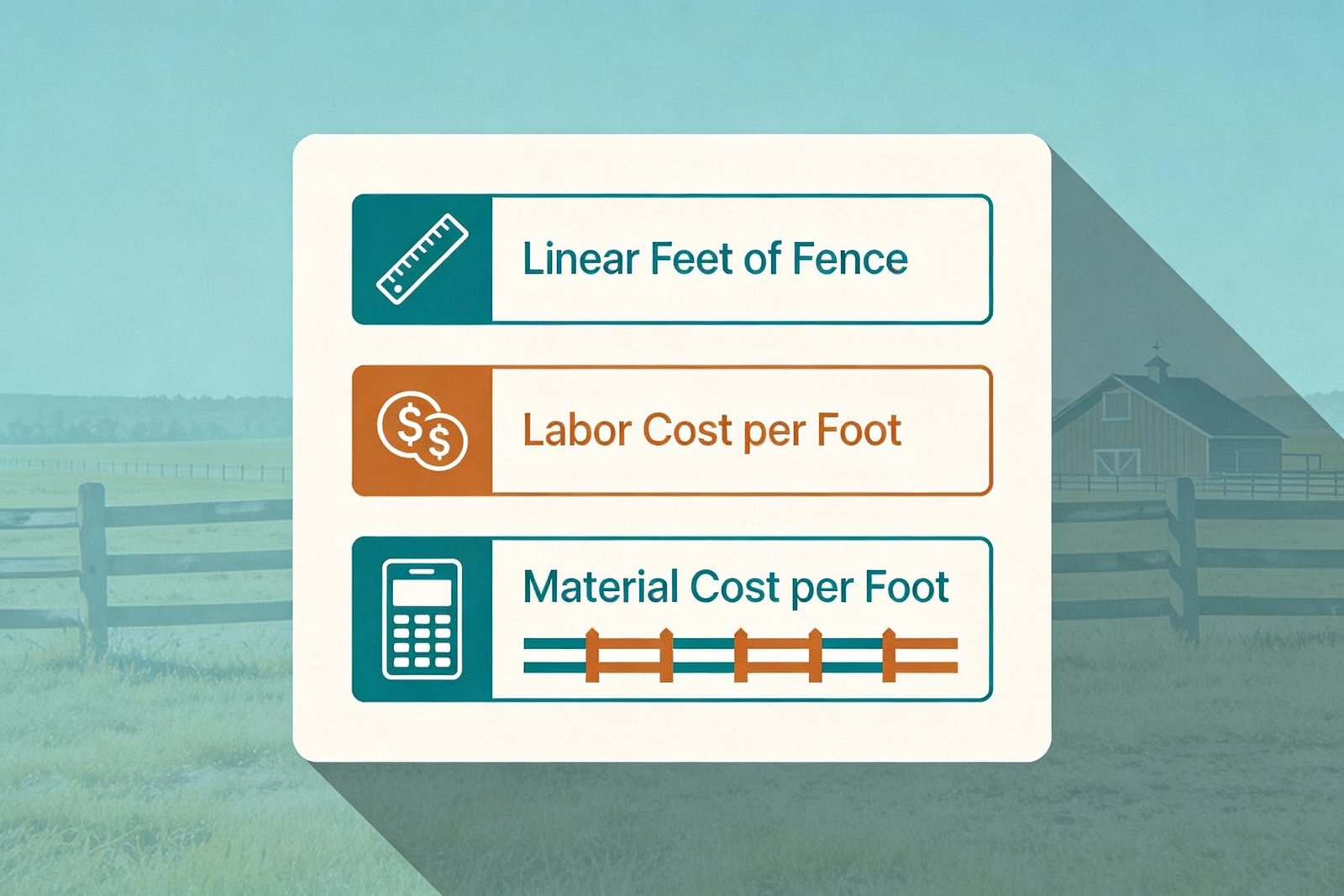 Cattle fence installation cost and labor calculator infographic