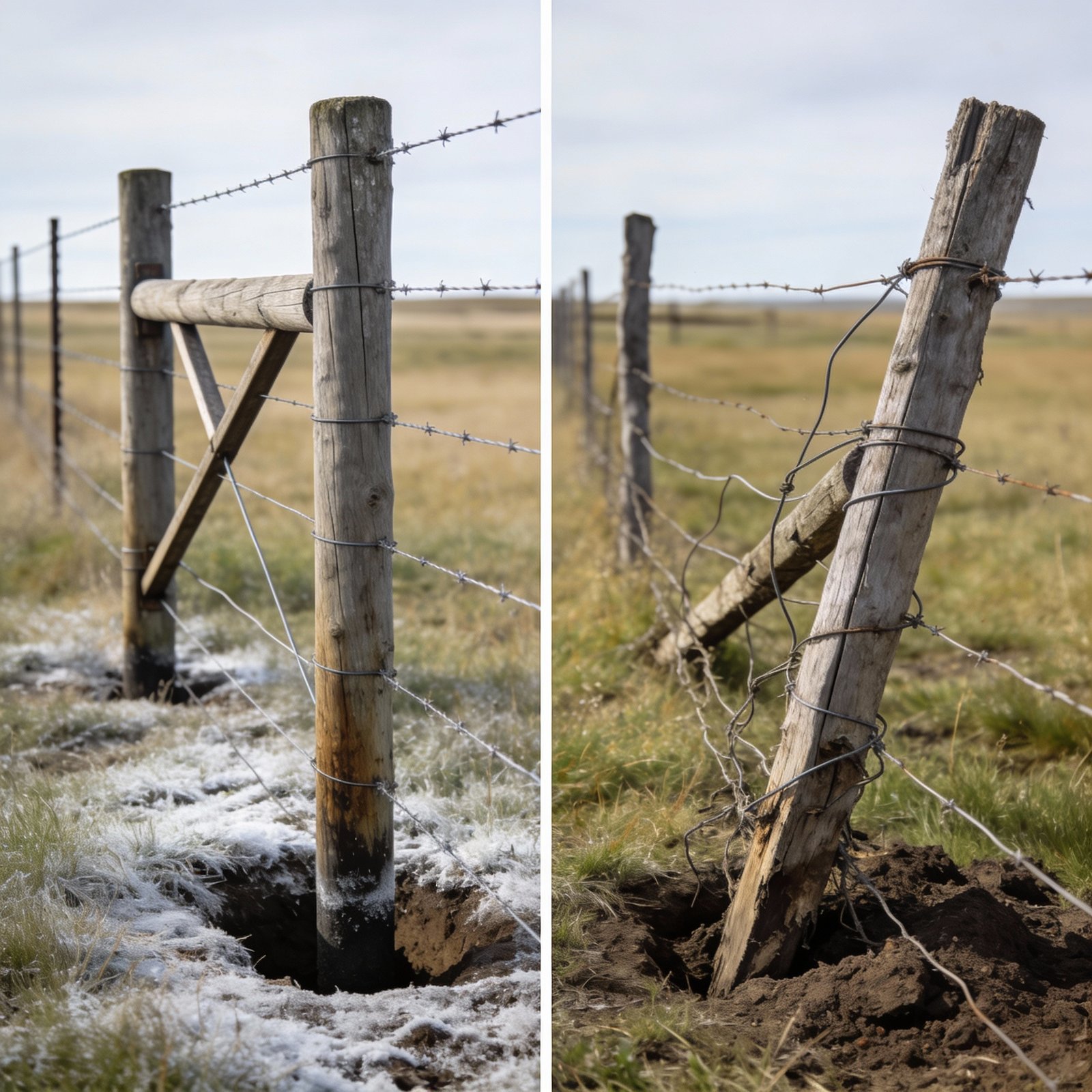 Comparison of proper and poor cattle fence installation outcomes over time