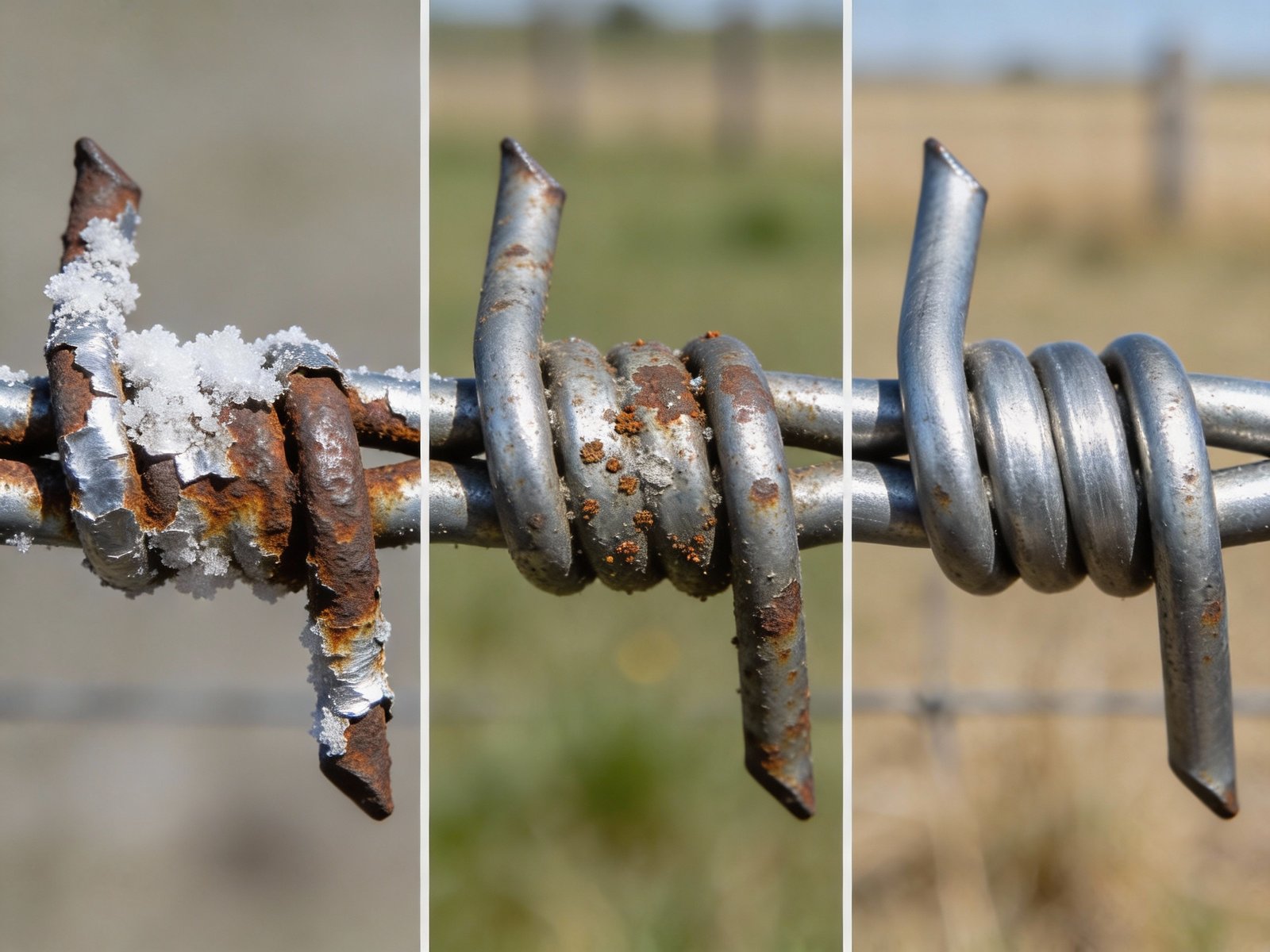Cattle fence wire corrosion and coating performance differences by environment