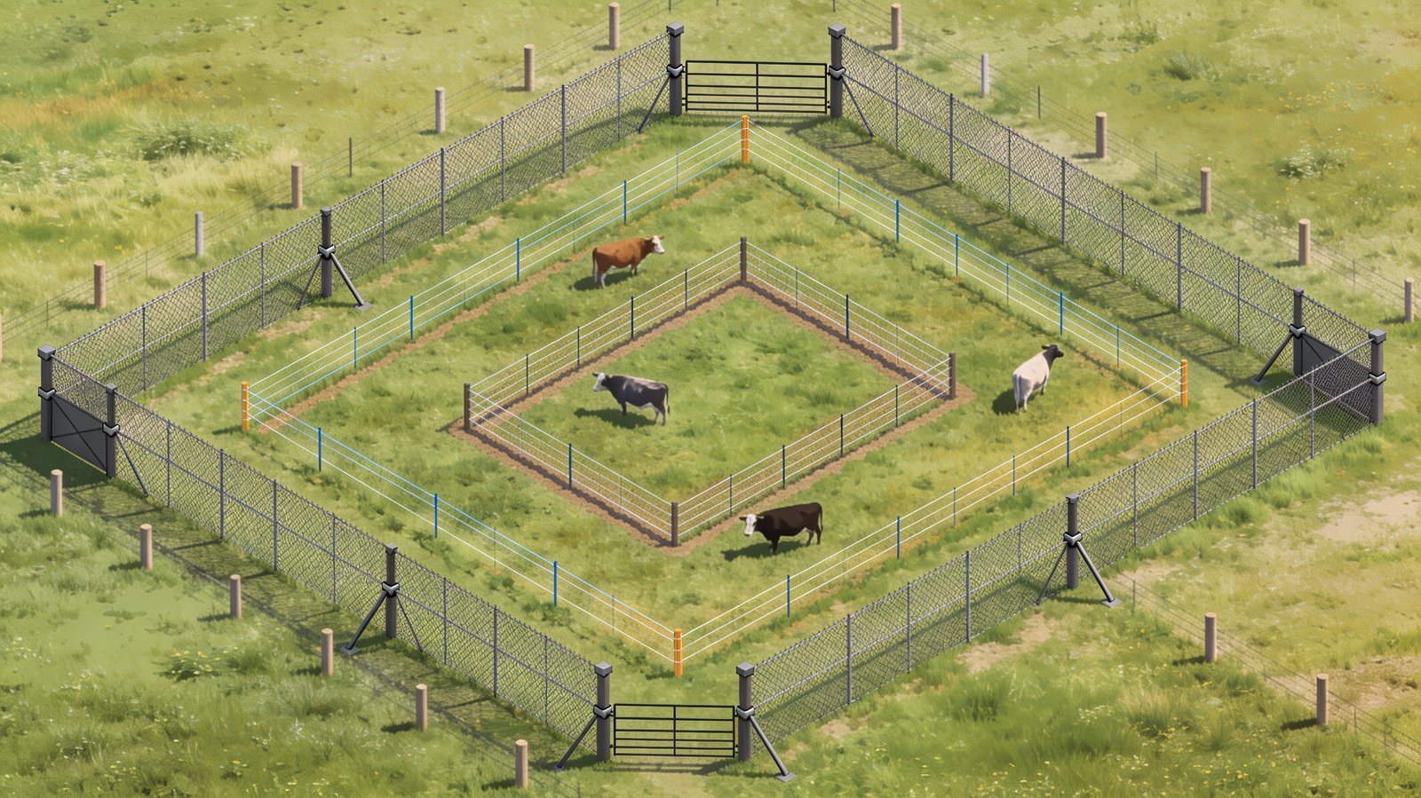 Farm fencing strategy using woven wire perimeter fence and electric fence for rotational grazing