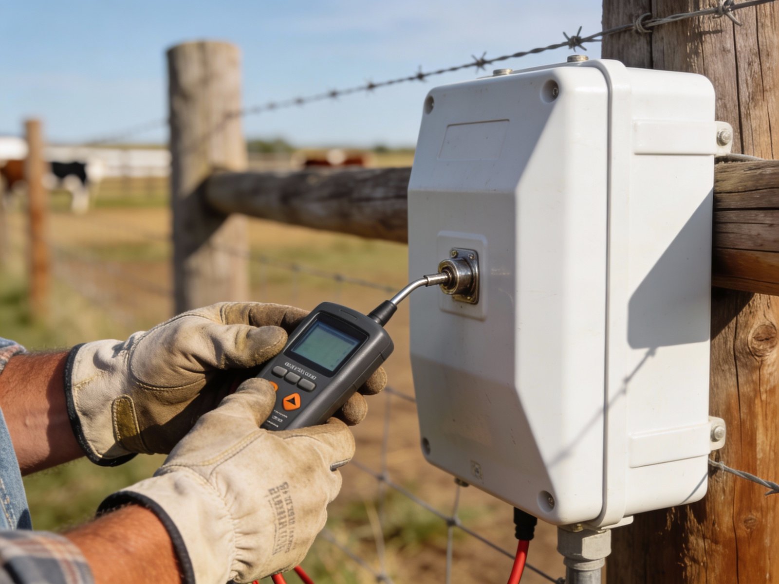 Testing electric fence energizer voltage with a fence tester