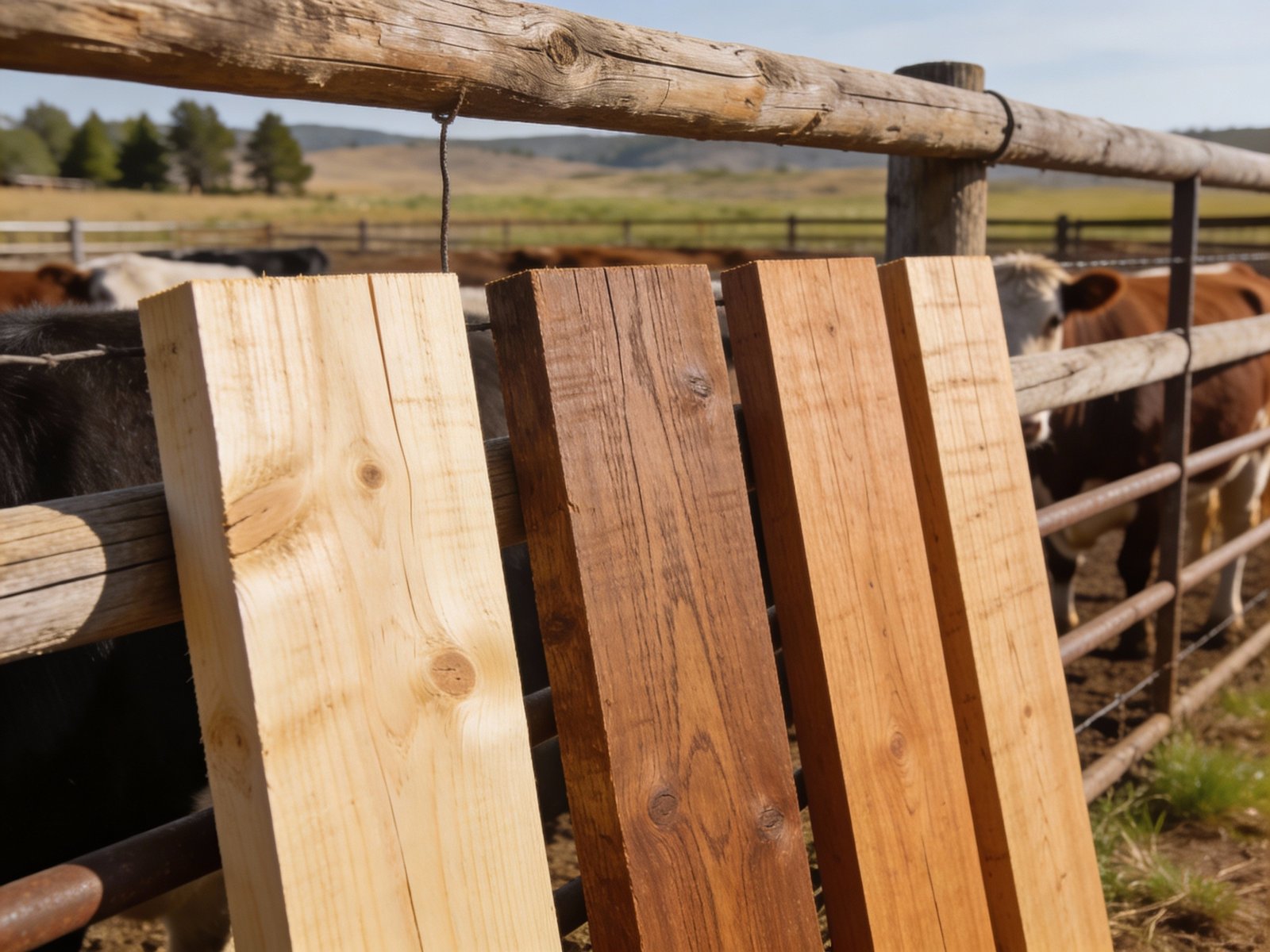 Wood materials used for cattle board fencing