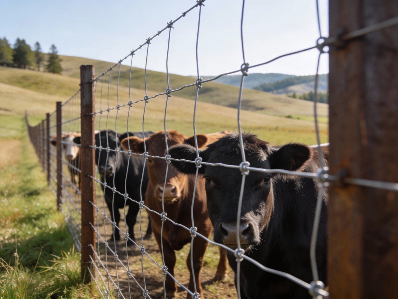 Heavy-duty woven wire cattle fence for perimeter security