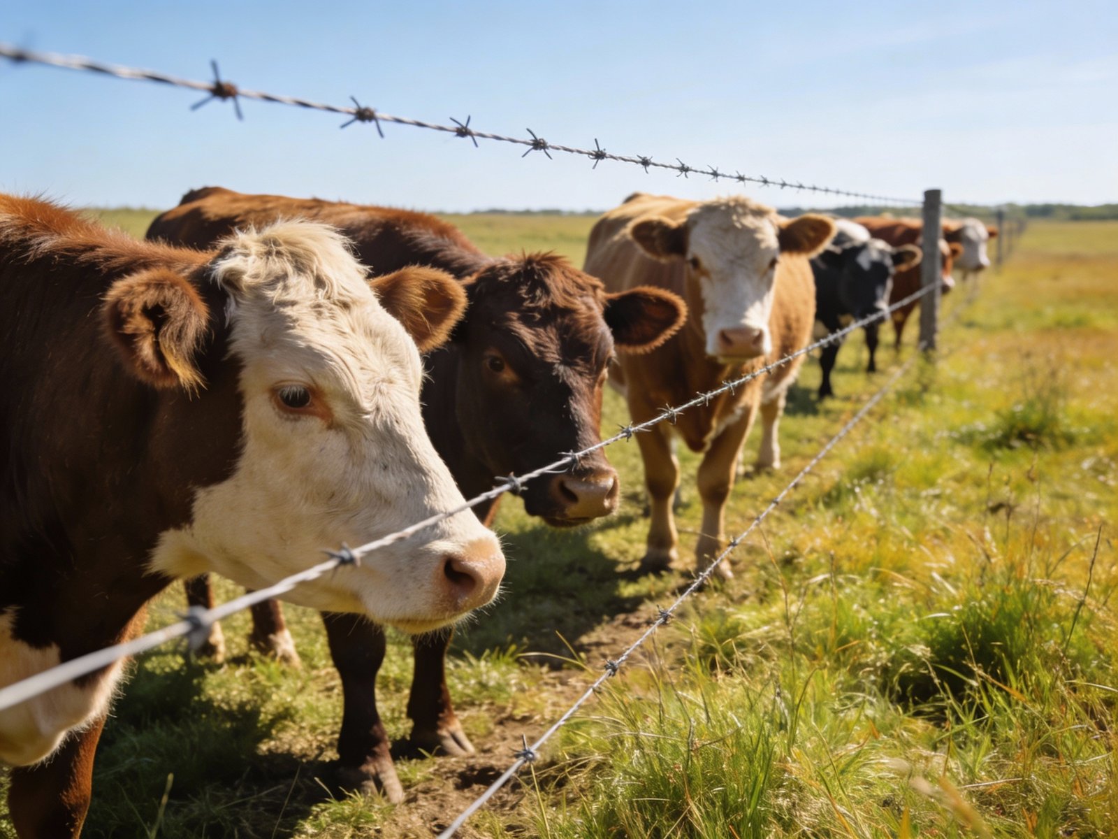 Cattle demonstrating conditioned avoidance of electric fence through psychological boundary