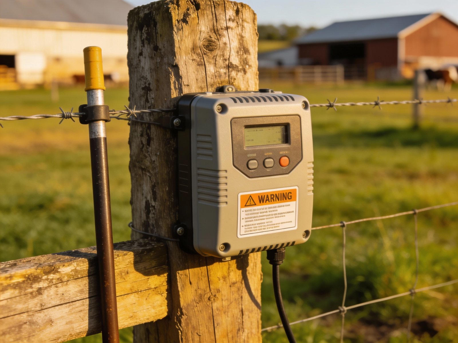 Properly installed electric fence energizer with safety grounding