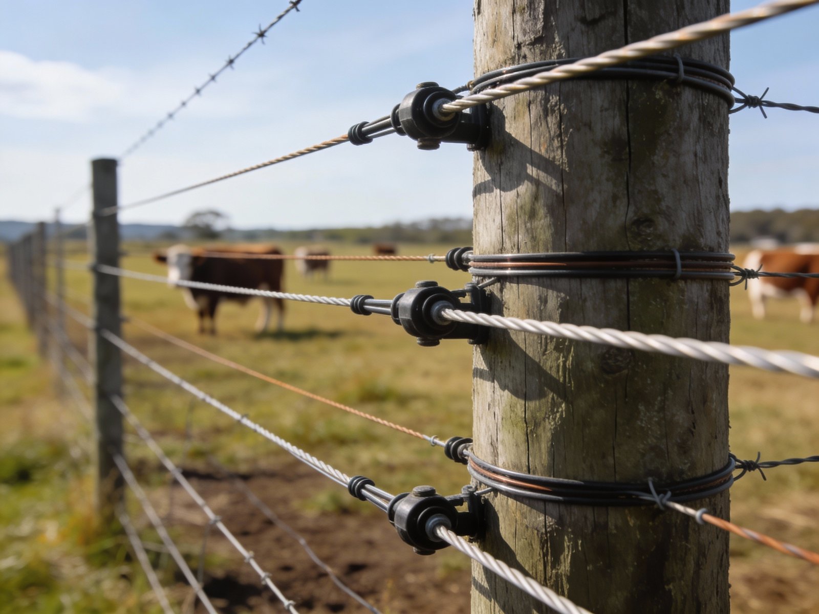 Electric fence system designed for predator protection around cattle pasture