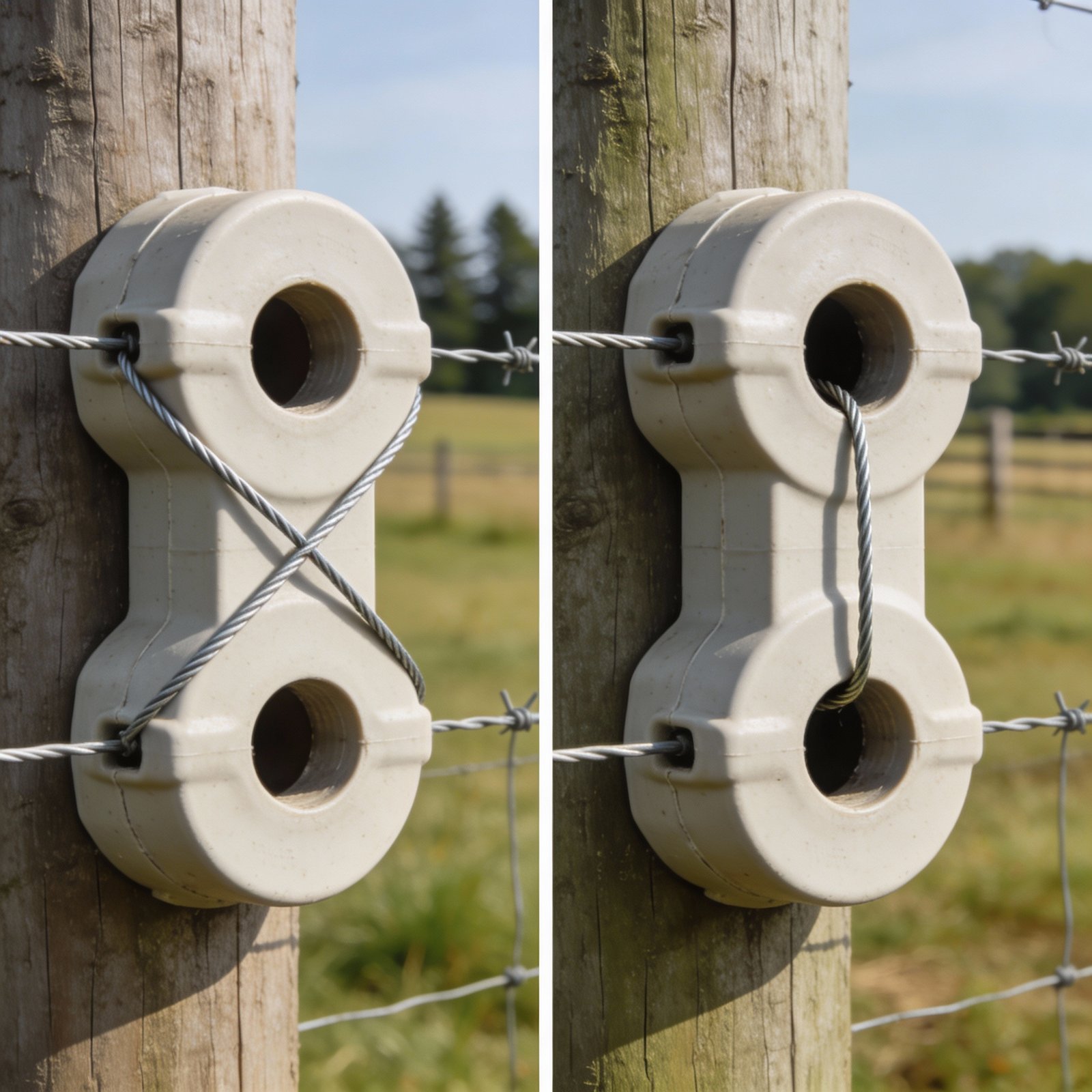 Correct vs incorrect double-hole insulator installation technique