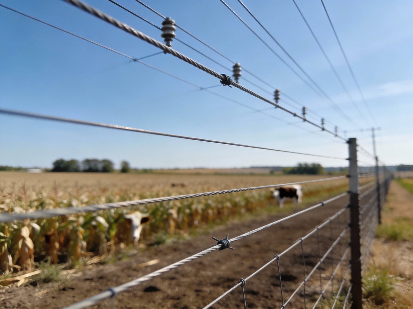 Electric fence with proper clearance from overhead power lines