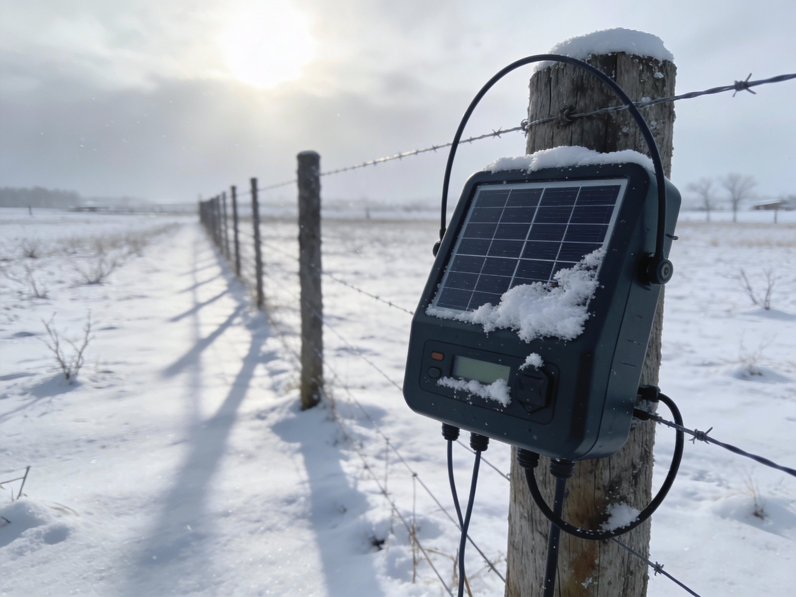 Solar energizer operating in challenging winter conditions