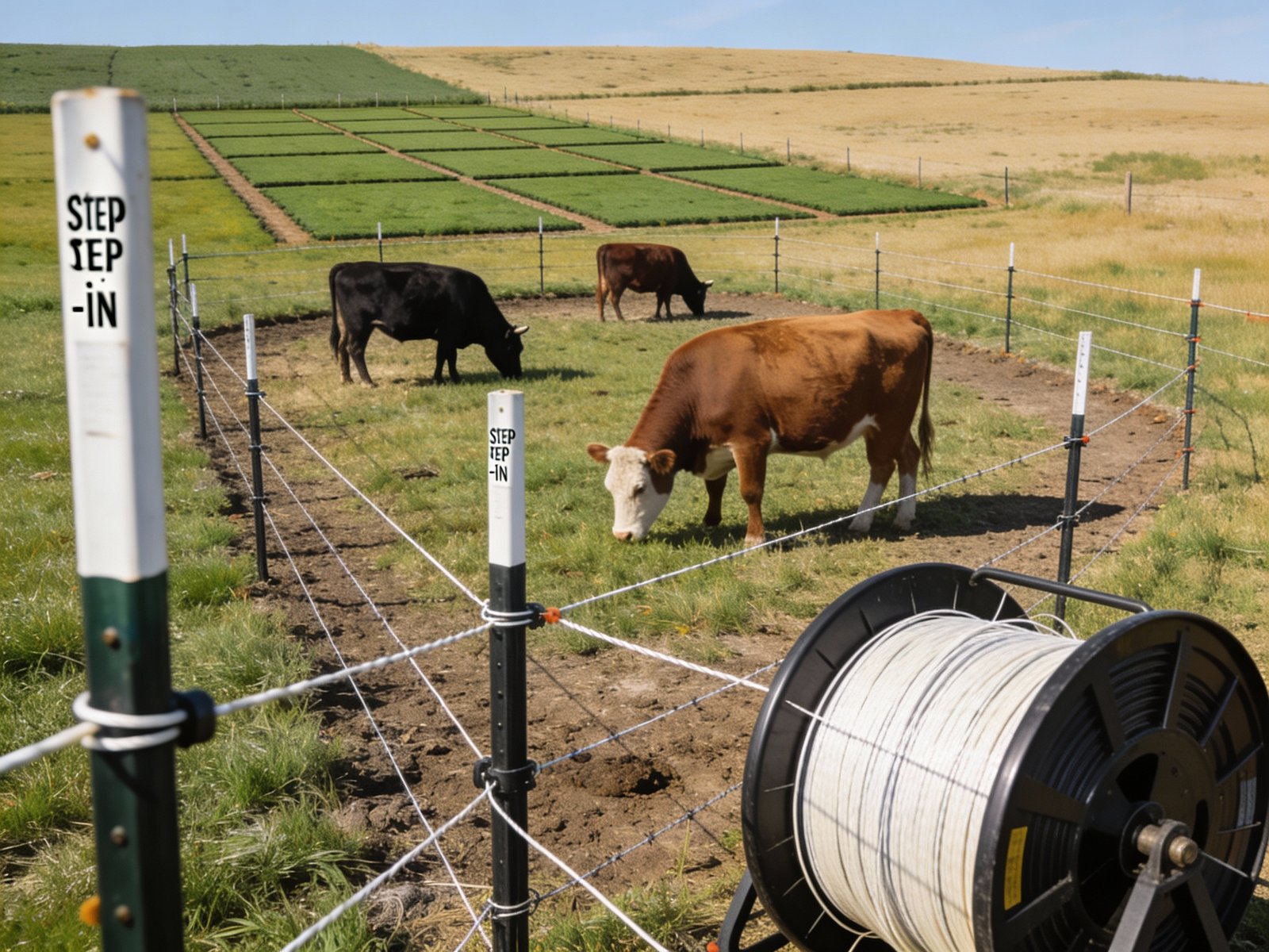 Rotational grazing with portable electric fencing for cattle