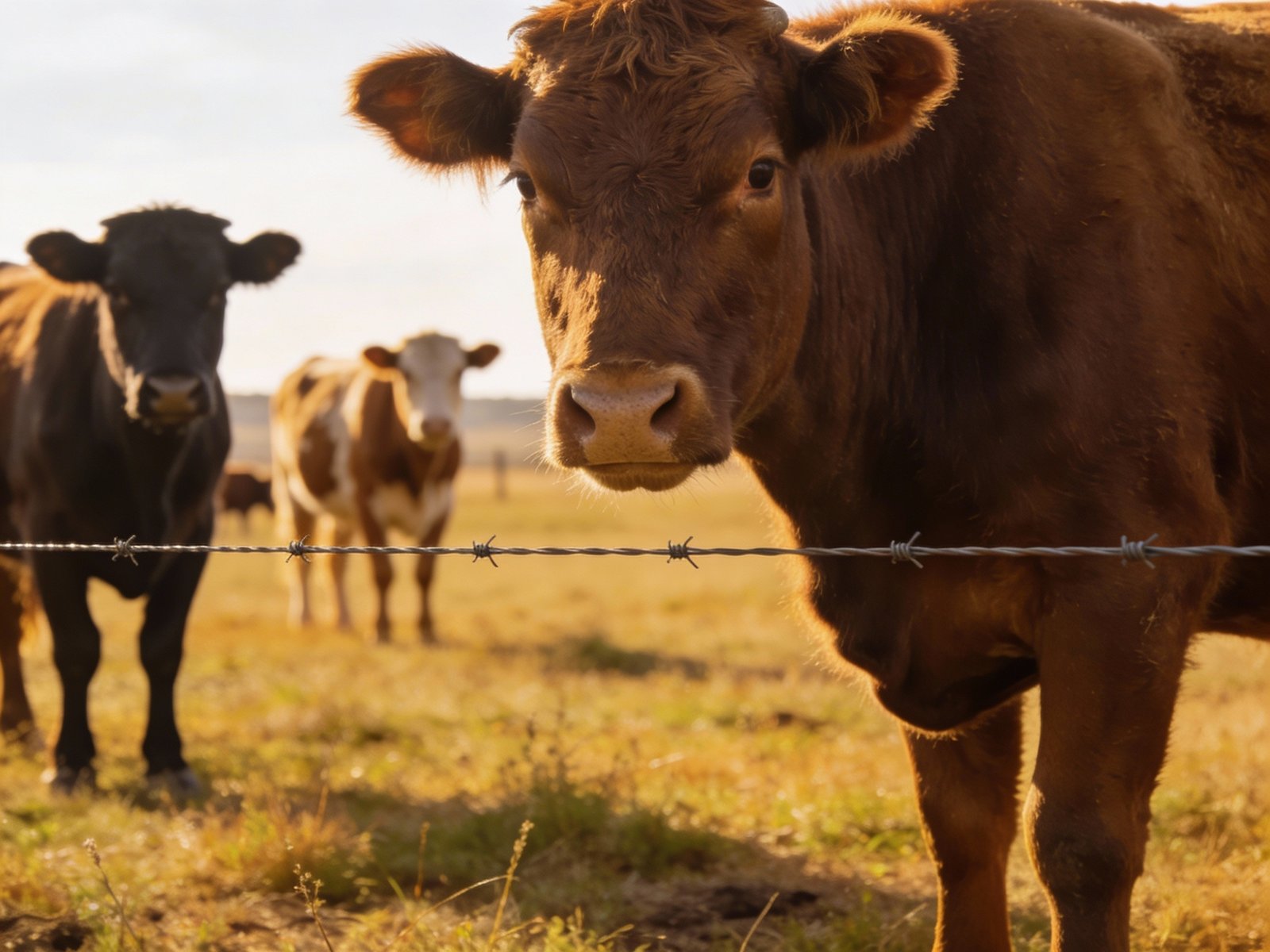 Trained cattle maintaining distance from electric fence demonstrating learned avoidance behavior